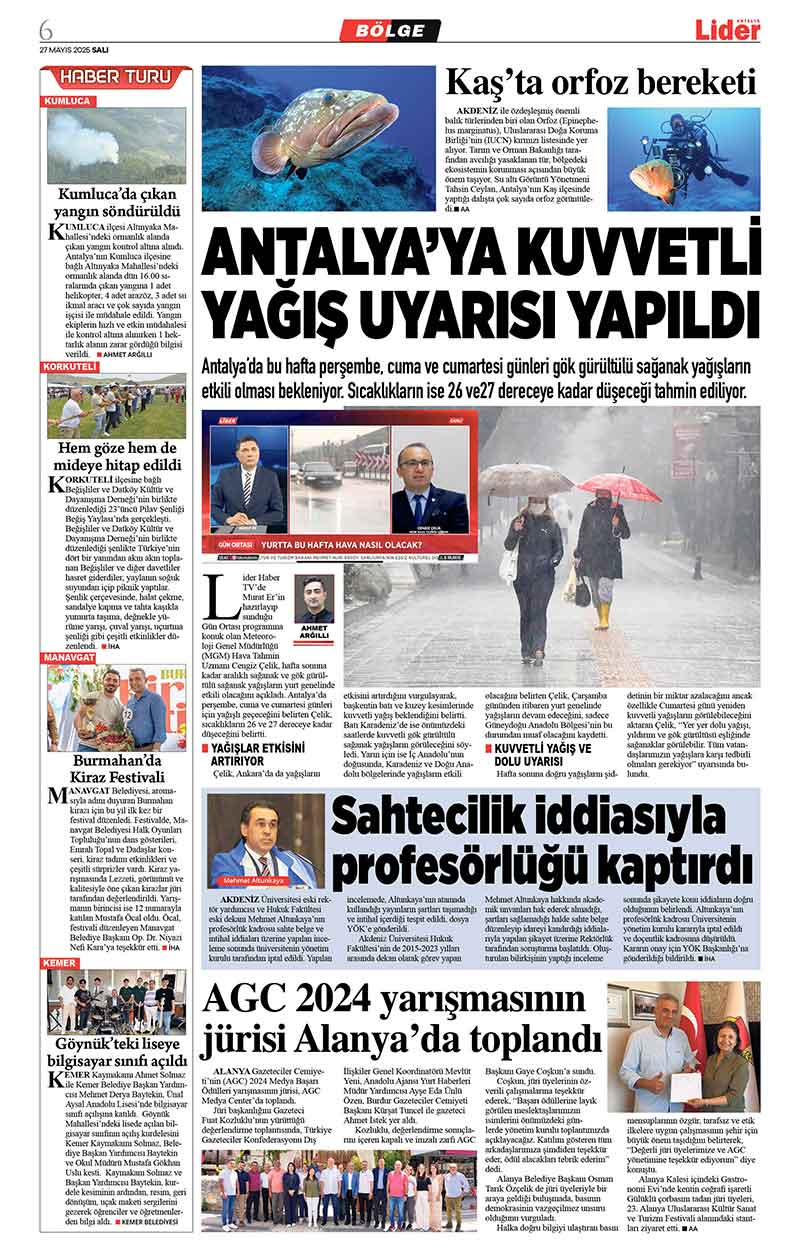 27 M A Y I S 2025 L İ D E R G A Z E T E A N T A L Y A 6