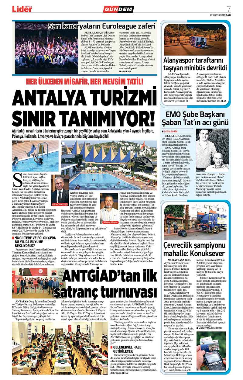 27 M A Y I S 2025 L İ D E R G A Z E T E A N T A L Y A 7