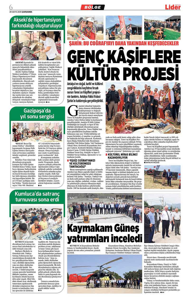 28 M A Y I S 2025 L İ D E R G A Z E T E A N T A L Y A 6