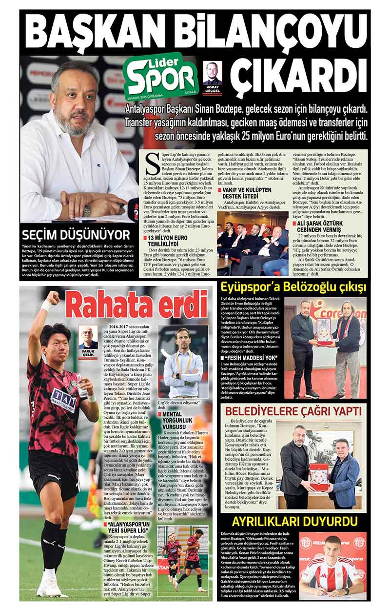 28 M A Y I S 2025 L İ D E R G A Z E T E A N T A L Y A 8