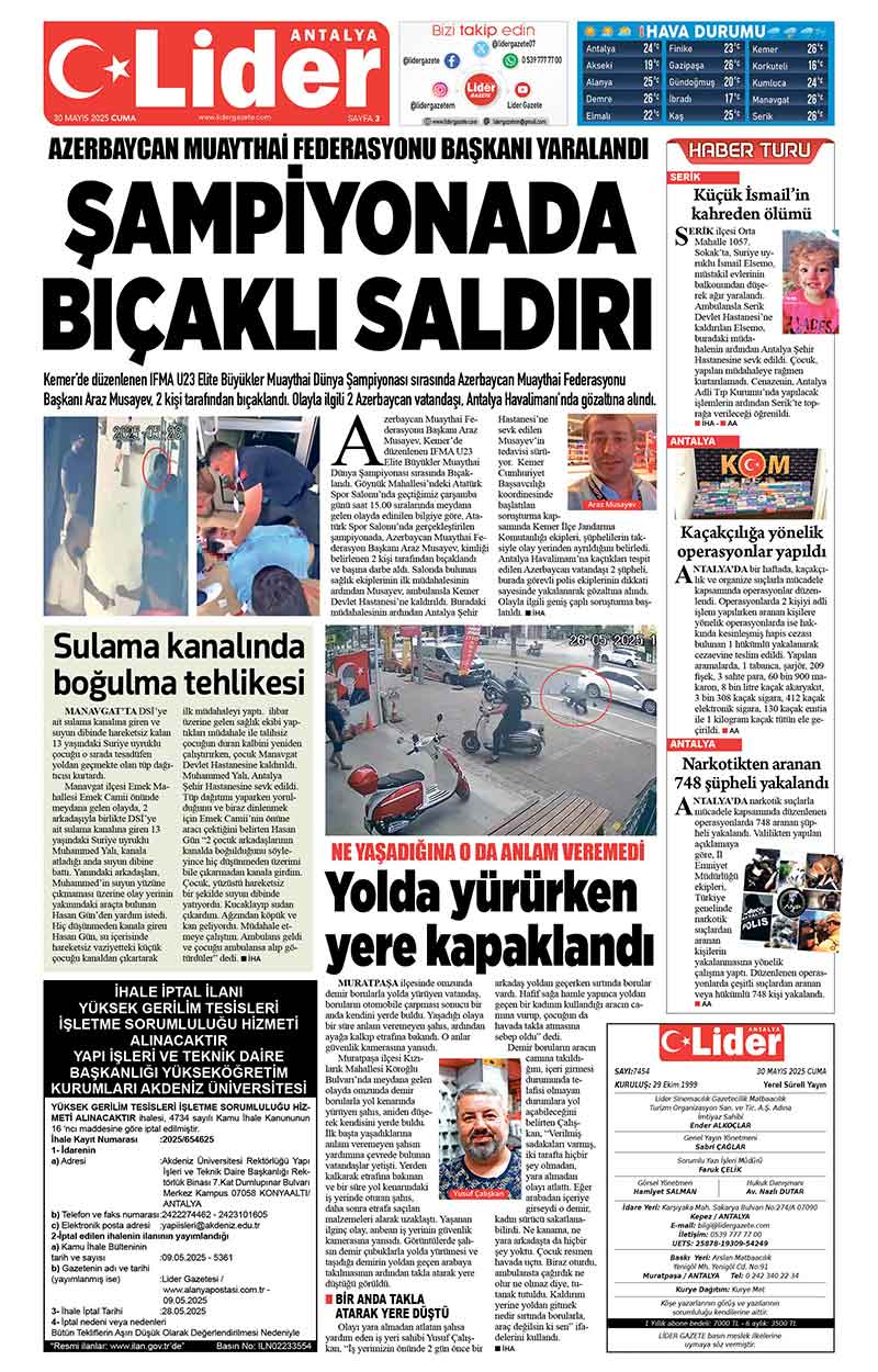 30 M A Y I S 2025 L İ D E R G A Z E T E A N T A L Y A 3