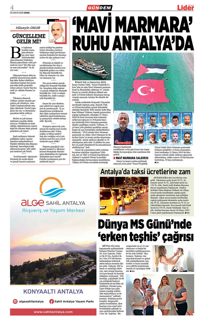 30 M A Y I S 2025 L İ D E R G A Z E T E A N T A L Y A 4