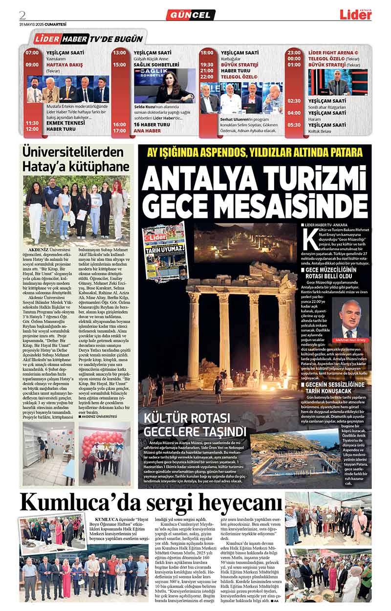 31 M A Y I S 2025 L İ D E R G A Z E T E A N T A L Y A 2