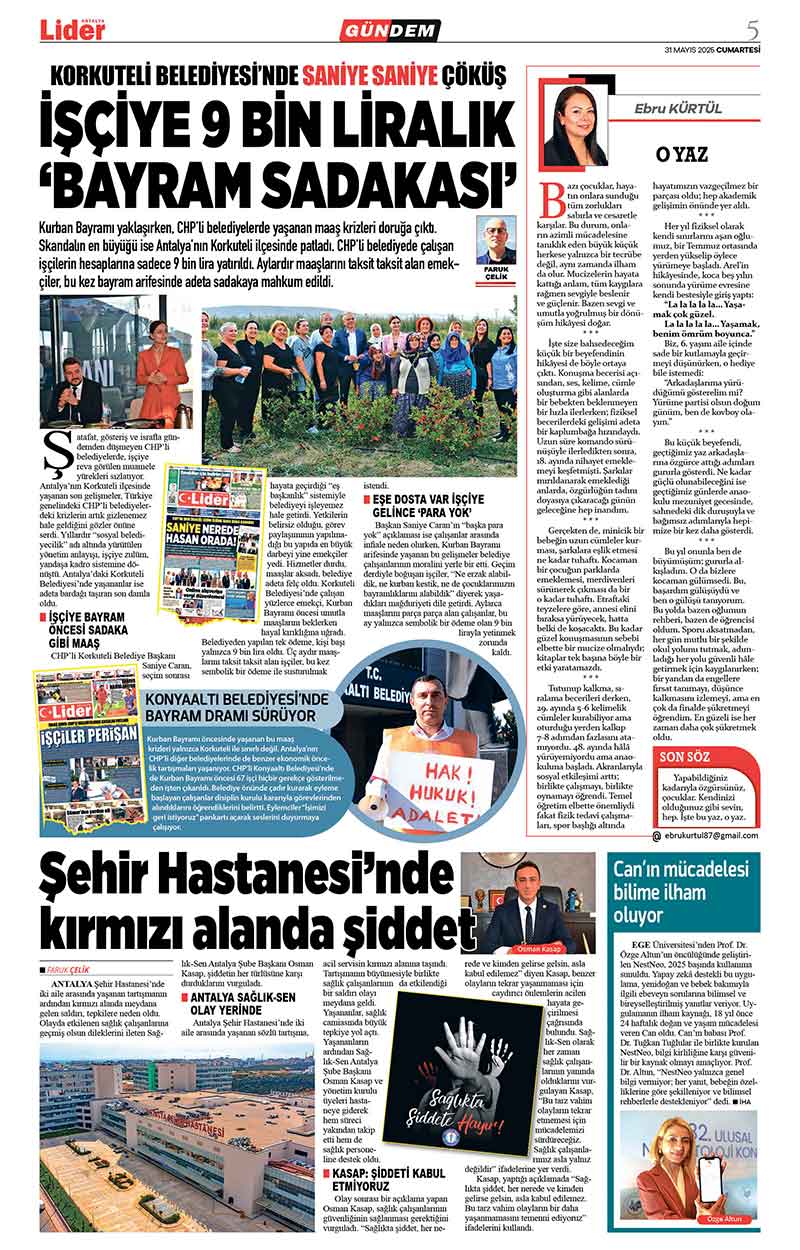 31 M A Y I S 2025 L İ D E R G A Z E T E A N T A L Y A 5