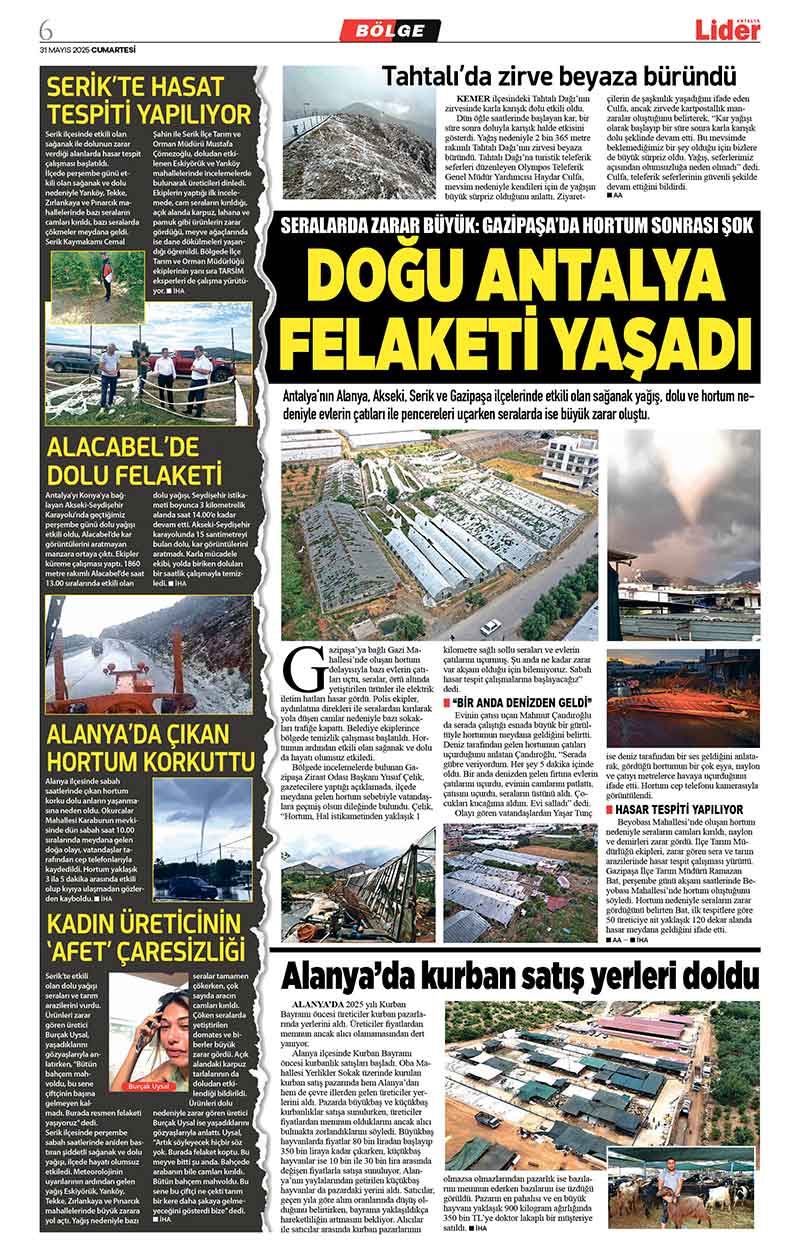 31 M A Y I S 2025 L İ D E R G A Z E T E A N T A L Y A 6