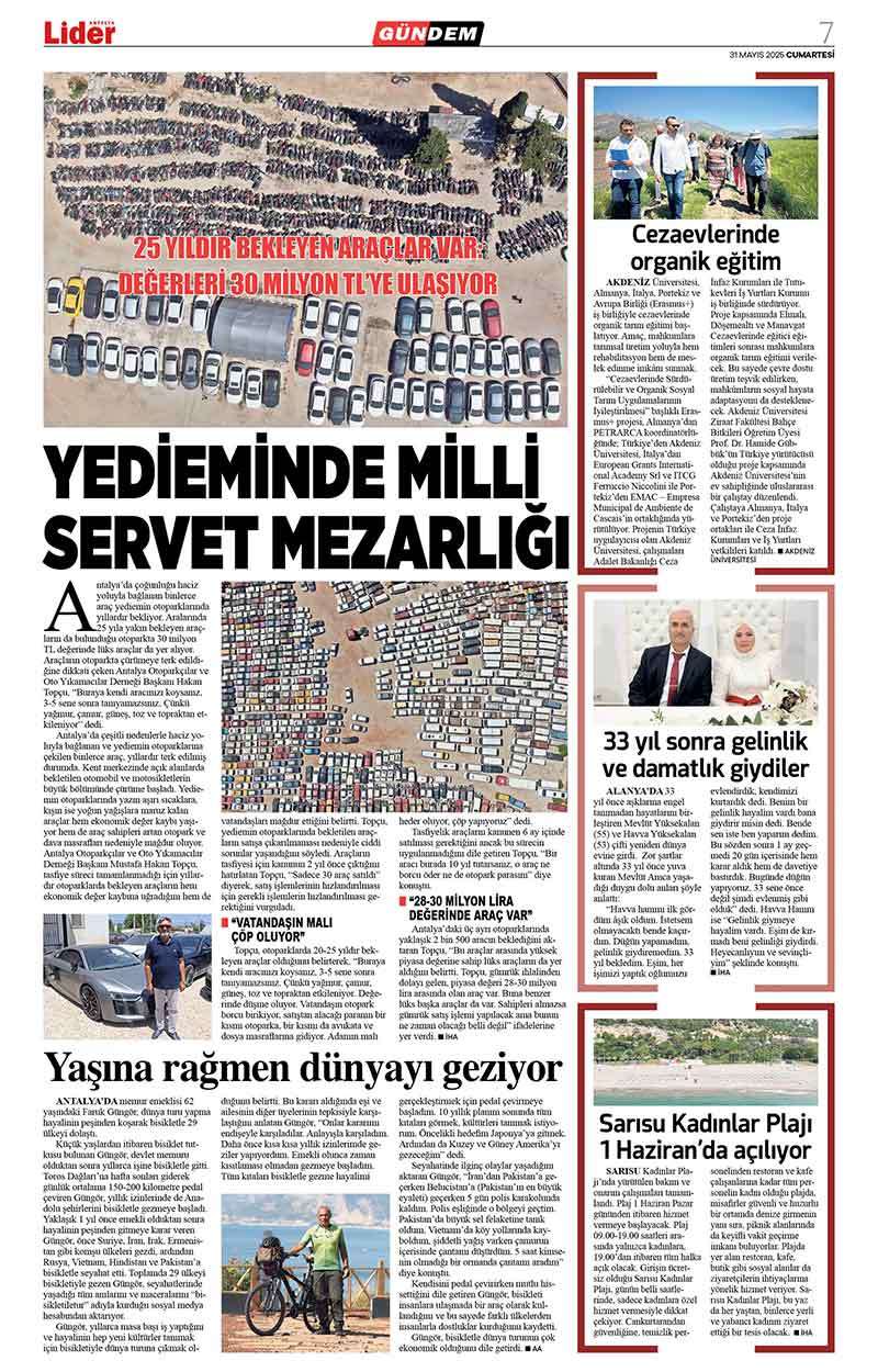 31 M A Y I S 2025 L İ D E R G A Z E T E A N T A L Y A 7