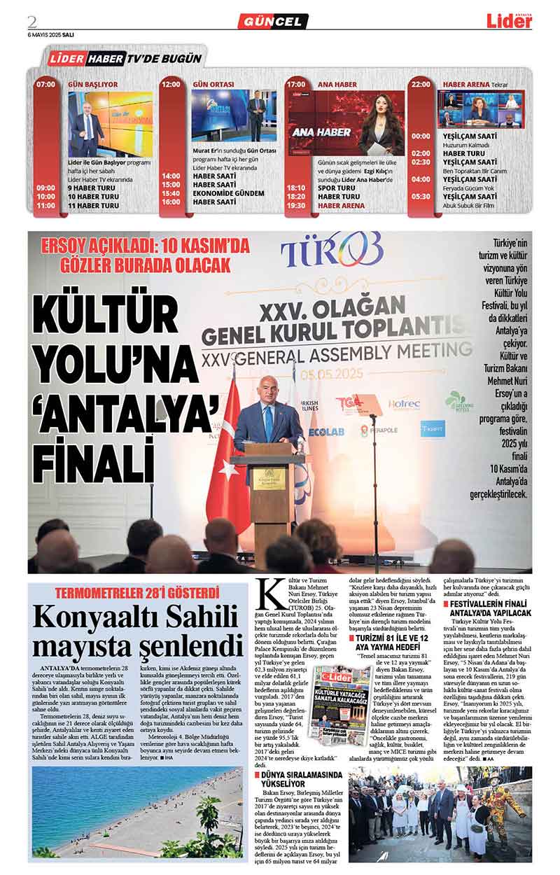 6 M A Y I S 2025 L İ D E R G A Z E T E A N T A L Y A 2