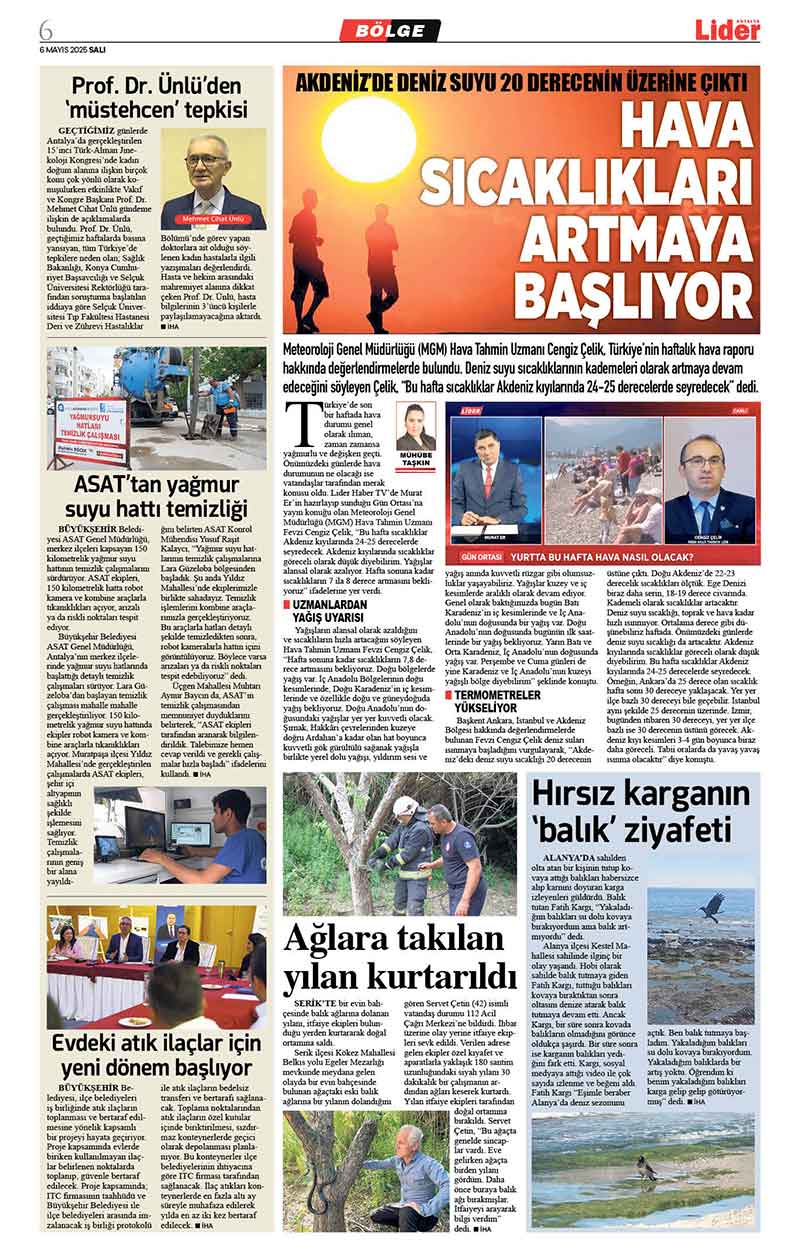 6 M A Y I S 2025 L İ D E R G A Z E T E A N T A L Y A 6