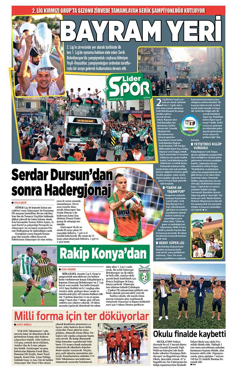 6 M A Y I S 2025 L İ D E R G A Z E T E A N T A L Y A 8
