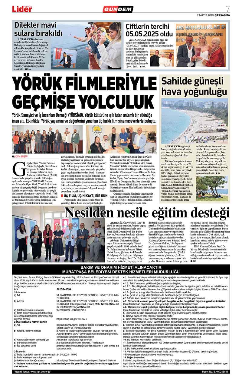 7 M A Y I S 2025 L İ D E R G A Z E T E A N T A L Y A 7