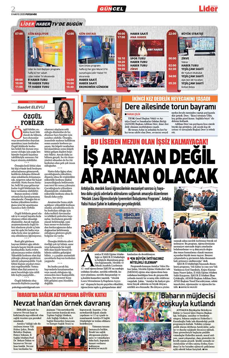 8 M A Y I S 2025 L İ D E R G A Z E T E A N T A L Y A 2