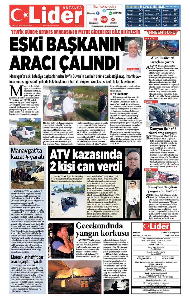 8 M A Y I S 2025 L İ D E R G A Z E T E A N T A L Y A 3