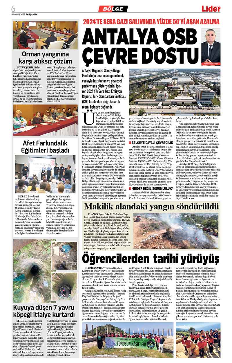 8 M A Y I S 2025 L İ D E R G A Z E T E A N T A L Y A 6