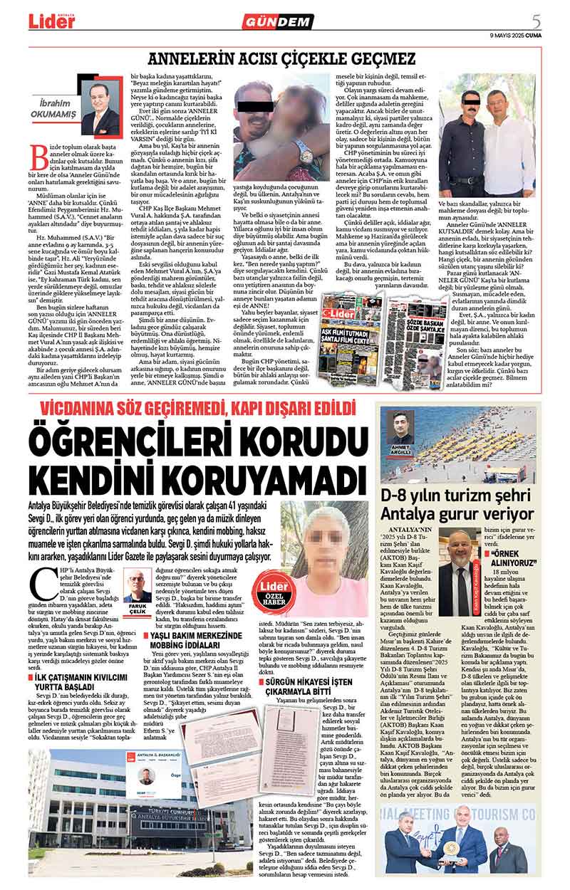 9 M A Y I S 2025 L İ D E R G A Z E T E A N T A L Y A 5