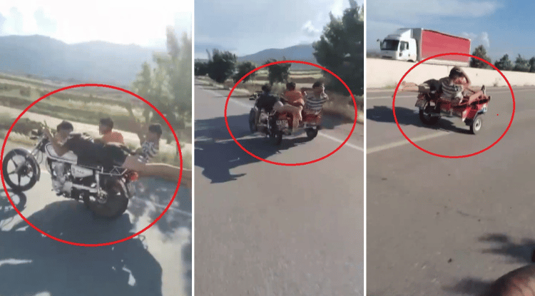 Canını hiçe sayarak motosikleti üzerine yatarak sürdü Canını hiçe sayarak motosikleti üzerine yatarak sürdü