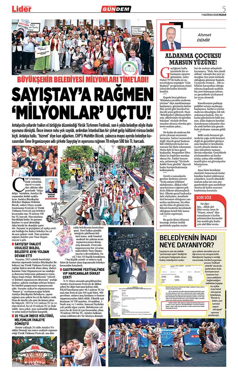 1 H A Z İ R A N 2025 L İ D E R G A Z E T E A N T A L Y A 5