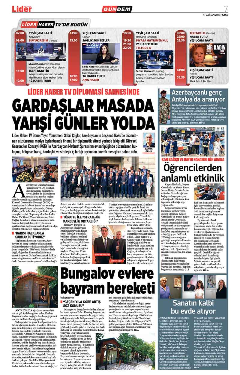 1 H A Z İ R A N 2025 L İ D E R G A Z E T E A N T A L Y A 7