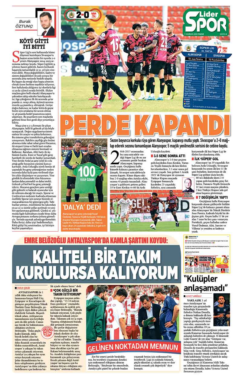 1 H A Z İ R A N 2025 L İ D E R G A Z E T E A N T A L Y A 8