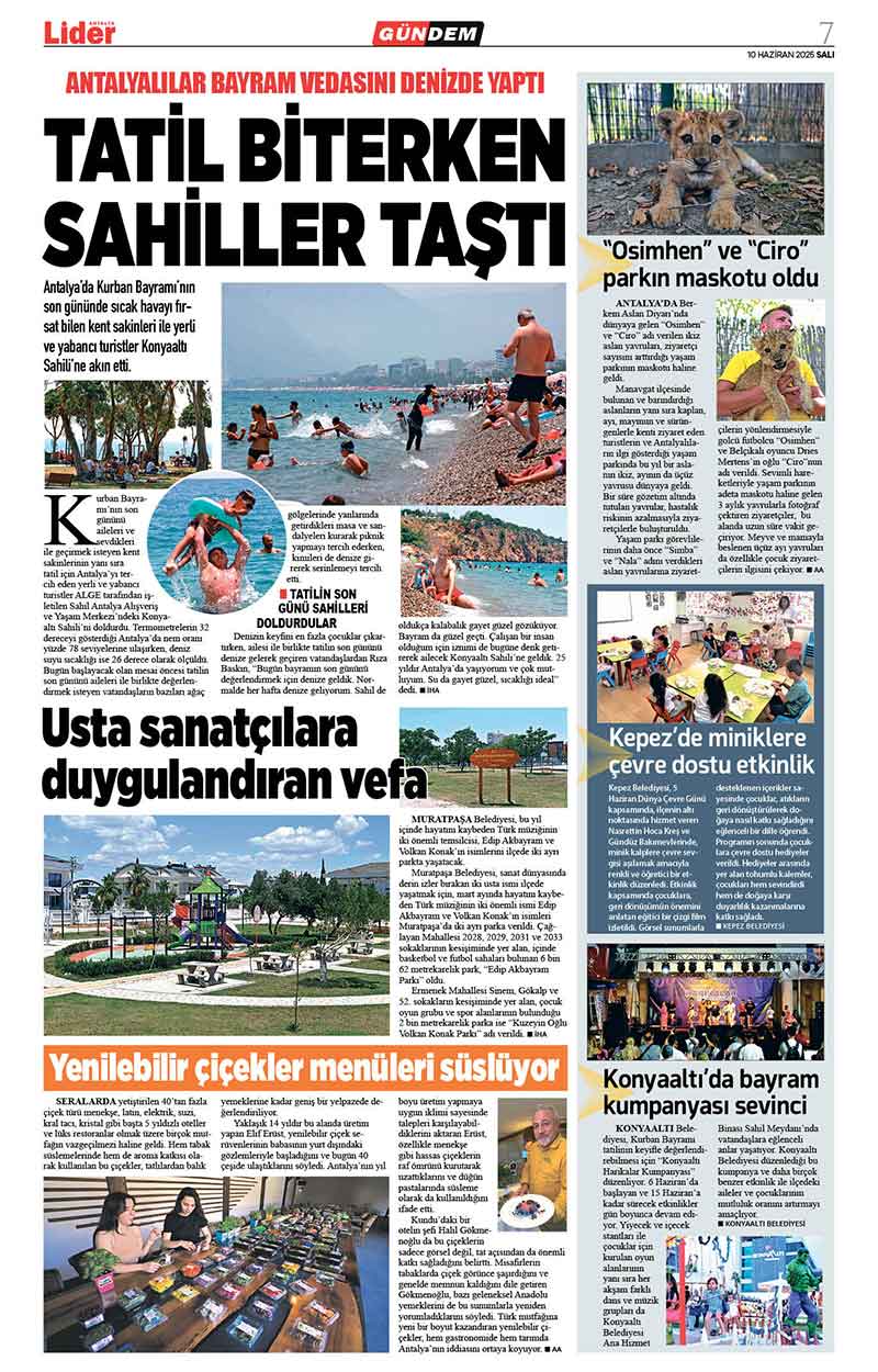 10 H A Z İ R A N 2025 L İ D E R G A Z E T E A N T A L Y A 7