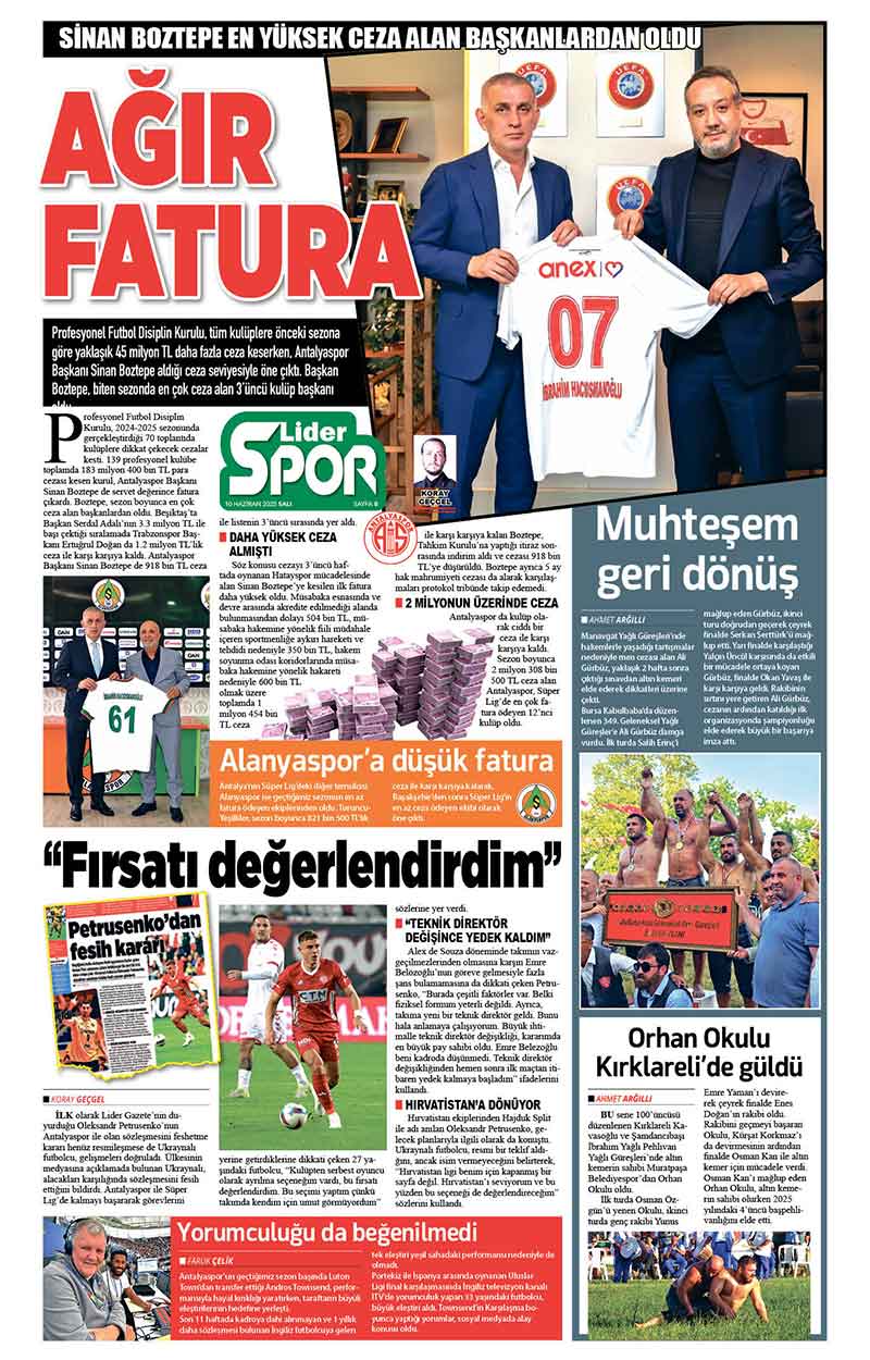 10 H A Z İ R A N 2025 L İ D E R G A Z E T E A N T A L Y A 8