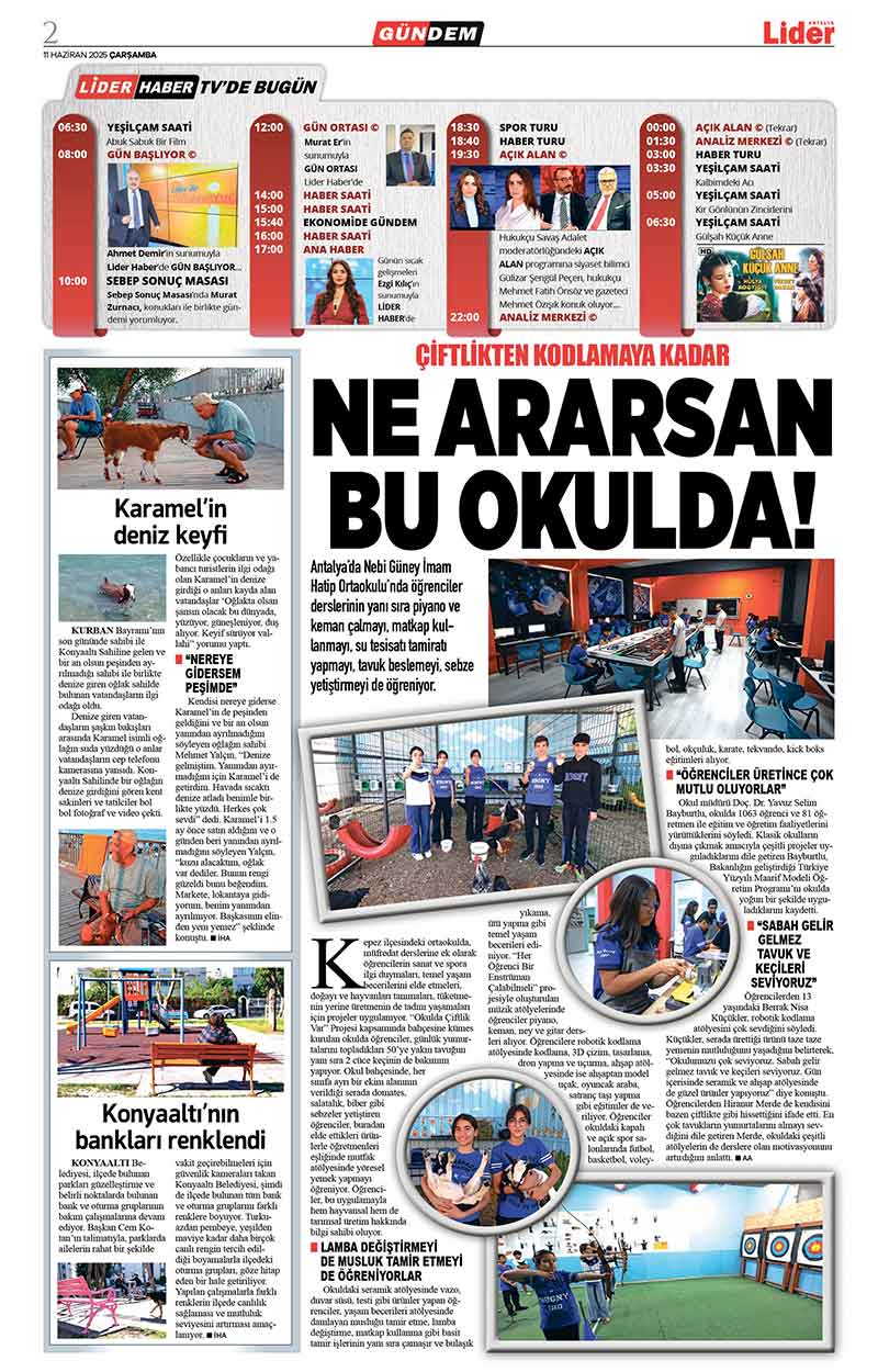 11 H A Z İ R A N 2025 L İ D E R G A Z E T E A N T A L Y A 2
