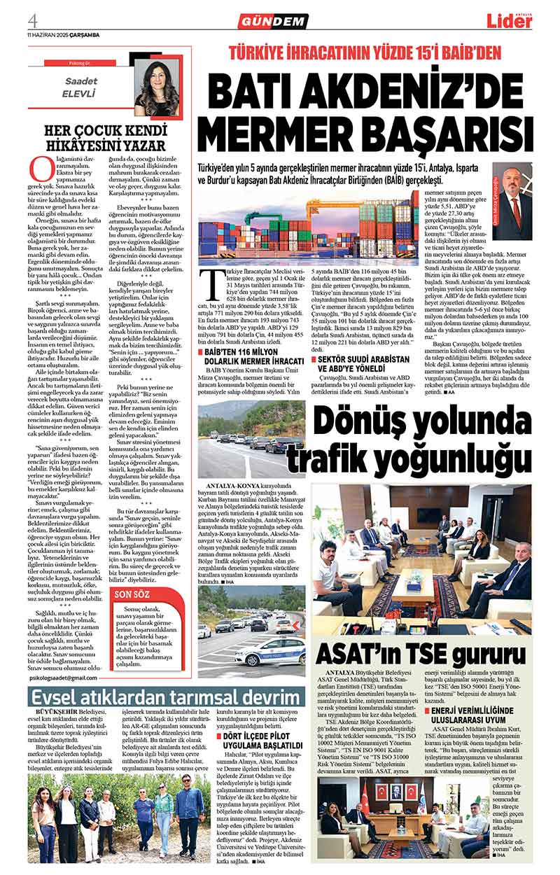 11 H A Z İ R A N 2025 L İ D E R G A Z E T E A N T A L Y A 4