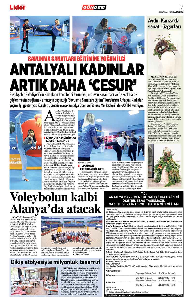 11 H A Z İ R A N 2025 L İ D E R G A Z E T E A N T A L Y A 7