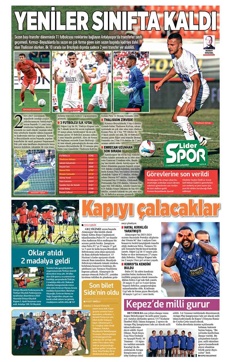 11 H A Z İ R A N 2025 L İ D E R G A Z E T E A N T A L Y A 8