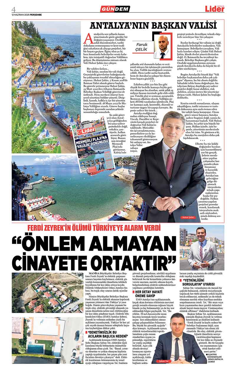 12 H A Z İ R A N 2025 L İ D E R G A Z E T E A N T A L Y A 4