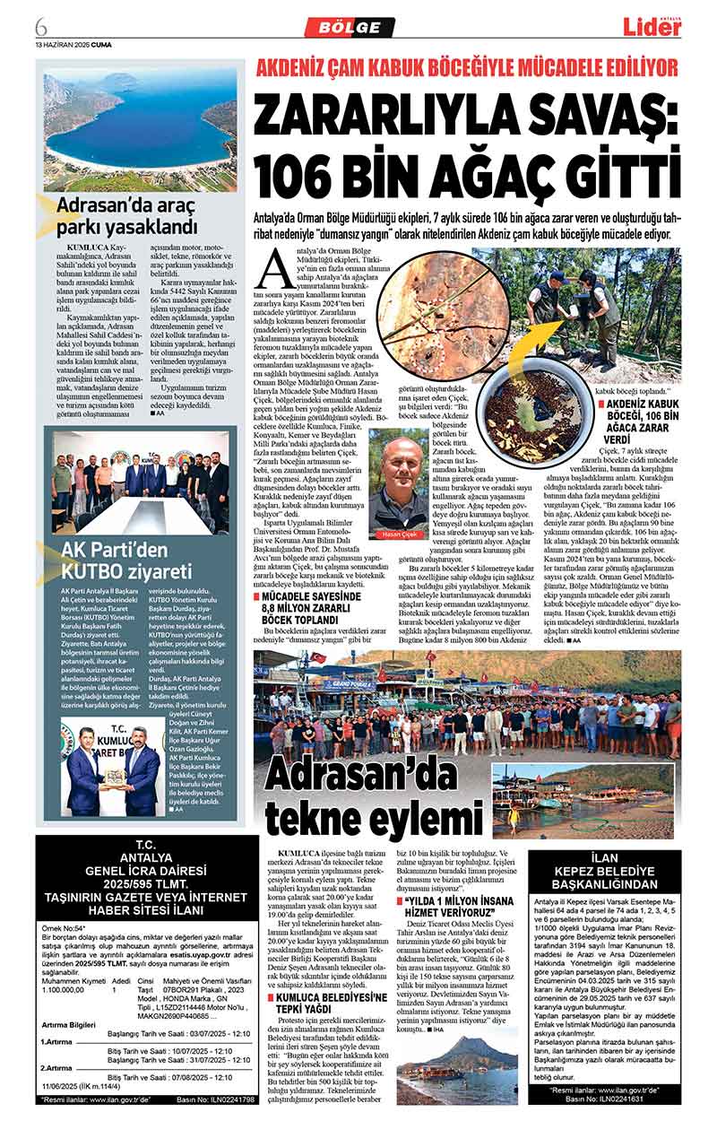 13 H A Z İ R A N 2025 L İ D E R G A Z E T E A N T A L Y A 6