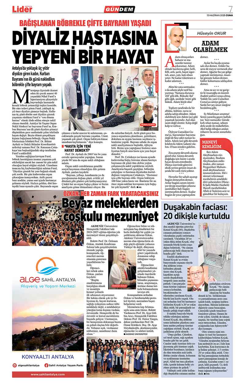 13 H A Z İ R A N 2025 L İ D E R G A Z E T E A N T A L Y A 7
