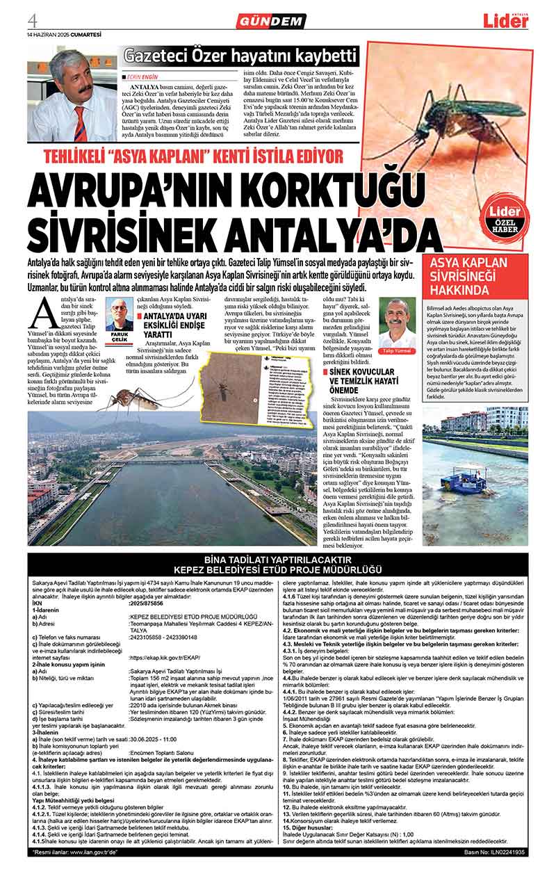 14 H A Z İ R A N 2025 L İ D E R G A Z E T E A N T A L Y A 4