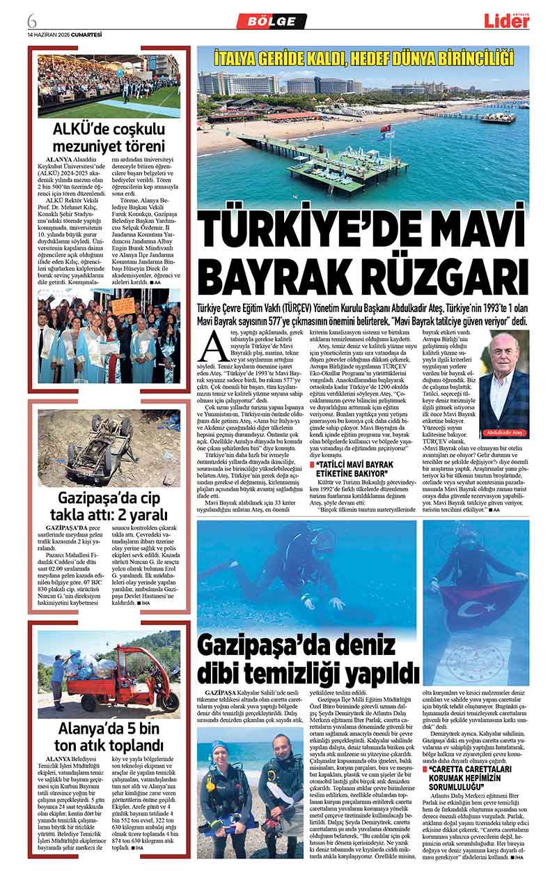 14 H A Z İ R A N 2025 L İ D E R G A Z E T E A N T A L Y A 6