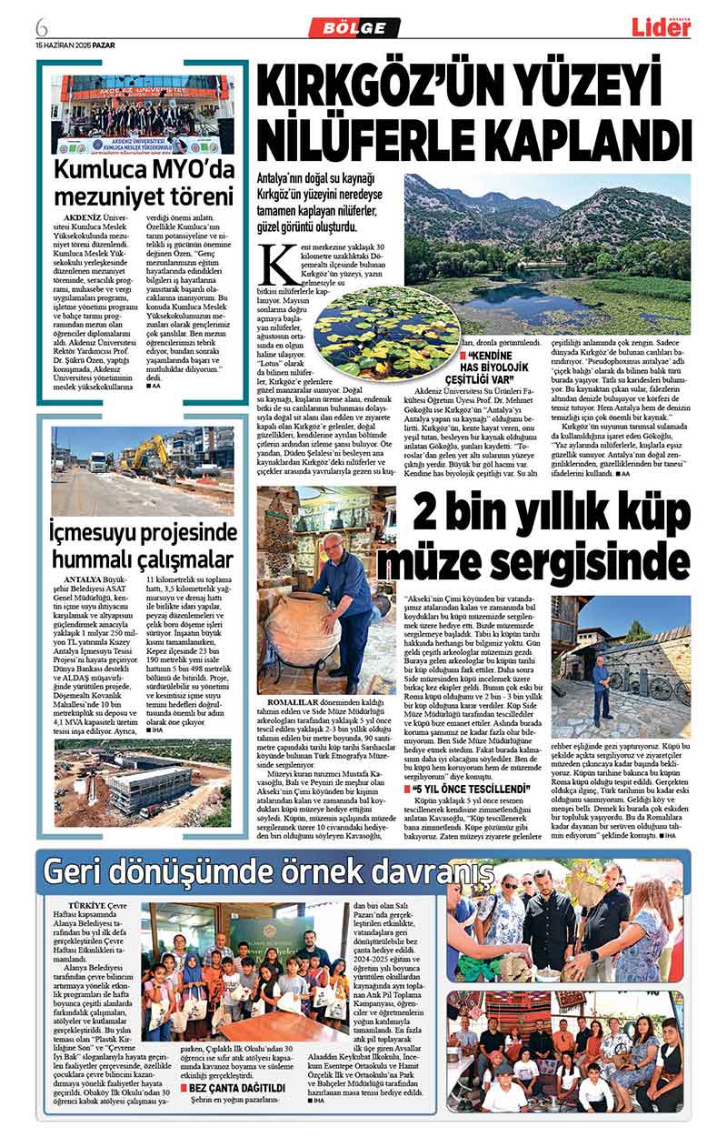 15 H A Z İ R A N 2025 L İ D E R G A Z E T E A N T A L Y A 6
