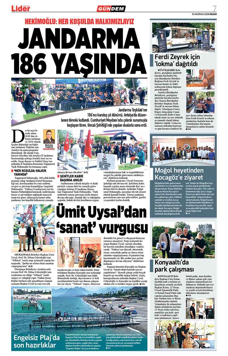 15 H A Z İ R A N 2025 L İ D E R G A Z E T E A N T A L Y A 7