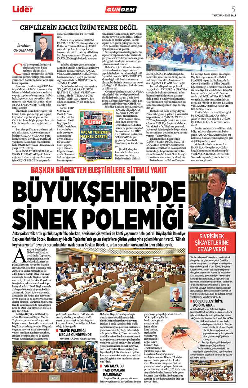 17 H A Z İ R A N 2025 L İ D E R G A Z E T E A N T A L Y A 5