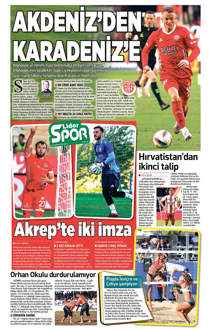 17 H A Z İ R A N 2025 L İ D E R G A Z E T E A N T A L Y A 8