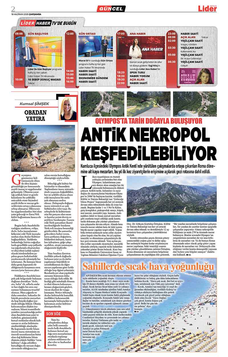 18 H A Z İ R A N 2025 L İ D E R G A Z E T E A N T A L Y A 2