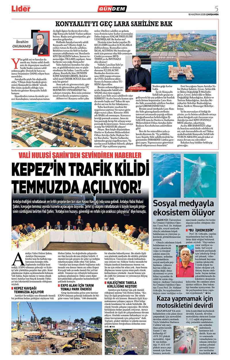 18 H A Z İ R A N 2025 L İ D E R G A Z E T E A N T A L Y A 5