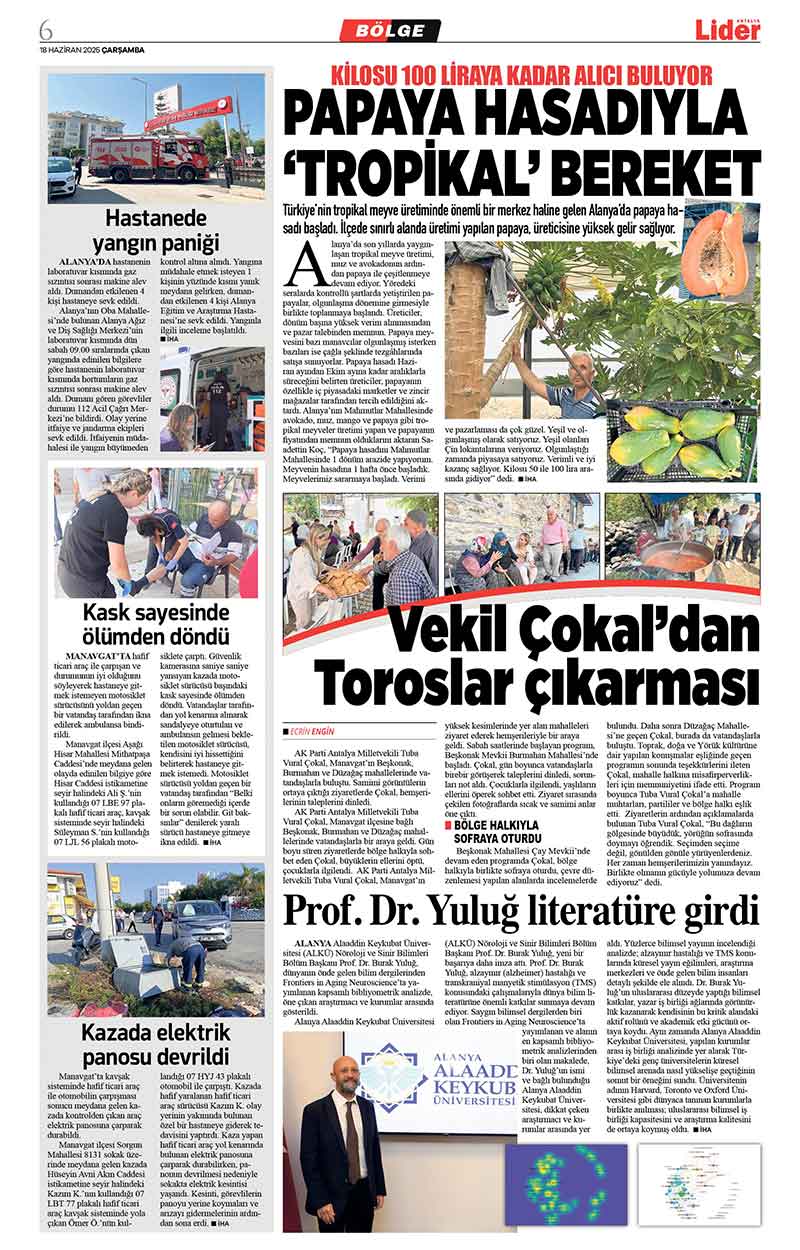 18 H A Z İ R A N 2025 L İ D E R G A Z E T E A N T A L Y A 6
