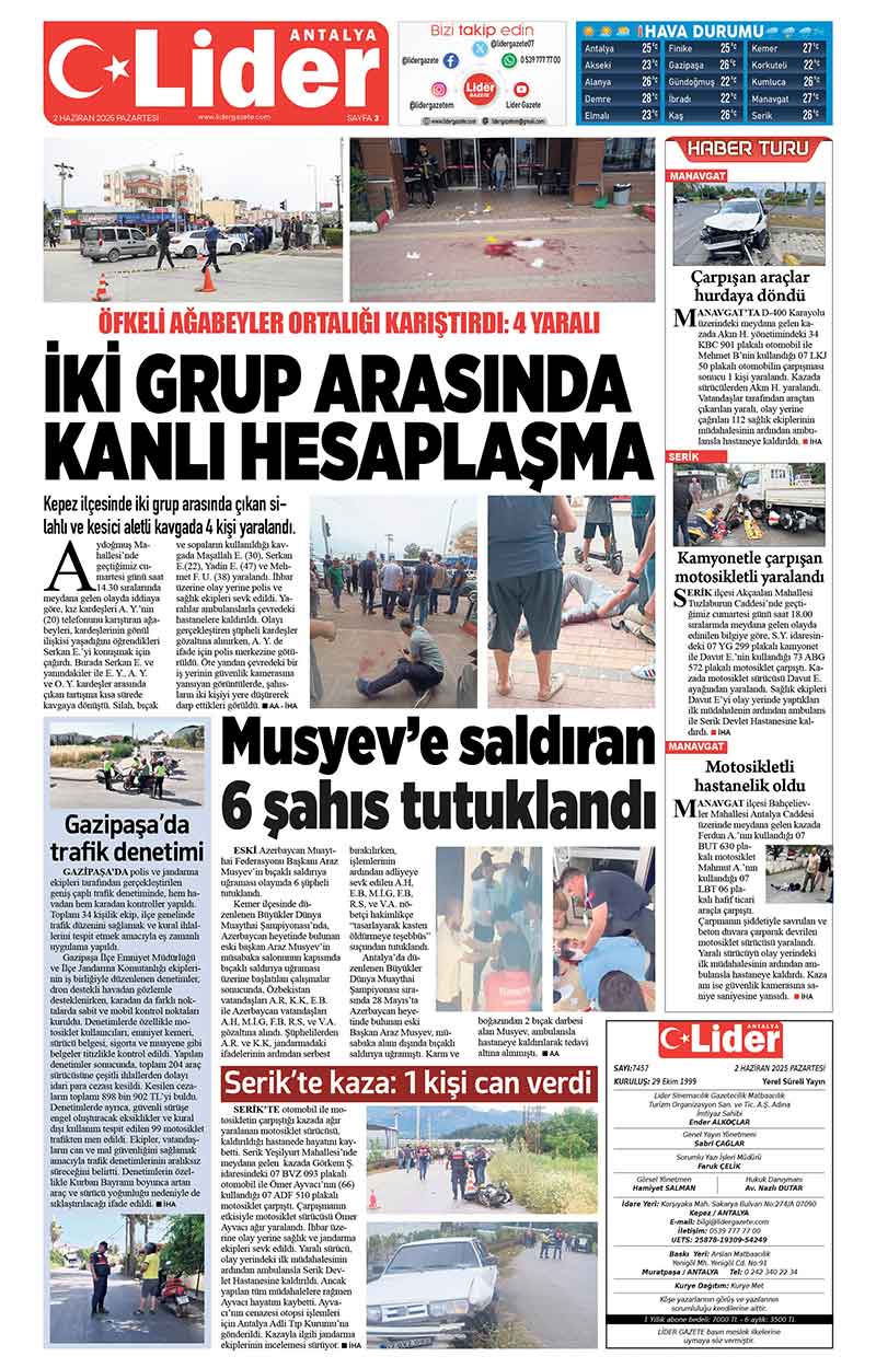 2 H A Z İ R A N 2025 L İ D E R G A Z E T E A N T A L Y A 3