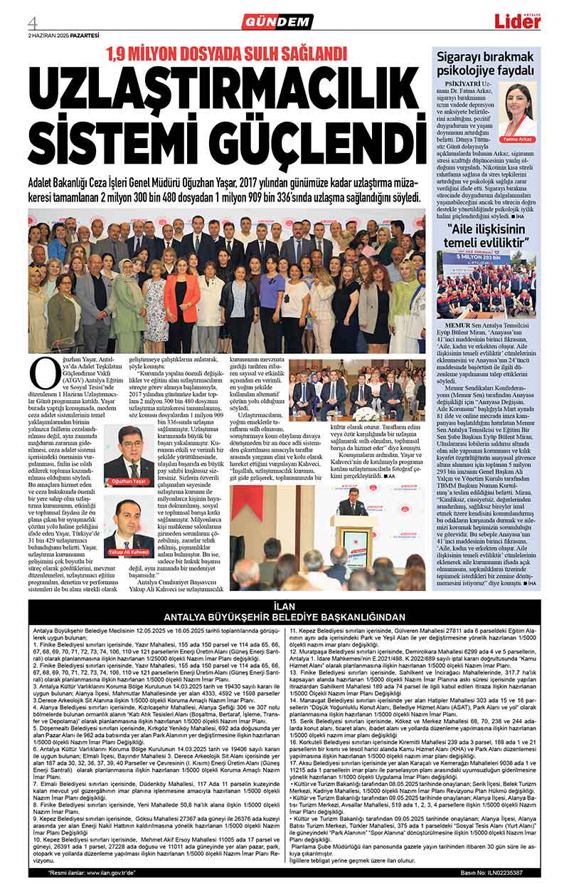 2 H A Z İ R A N 2025 L İ D E R G A Z E T E A N T A L Y A 4