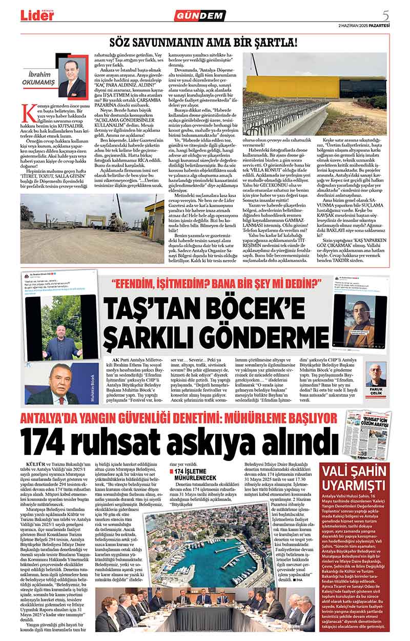 2 H A Z İ R A N 2025 L İ D E R G A Z E T E A N T A L Y A 5