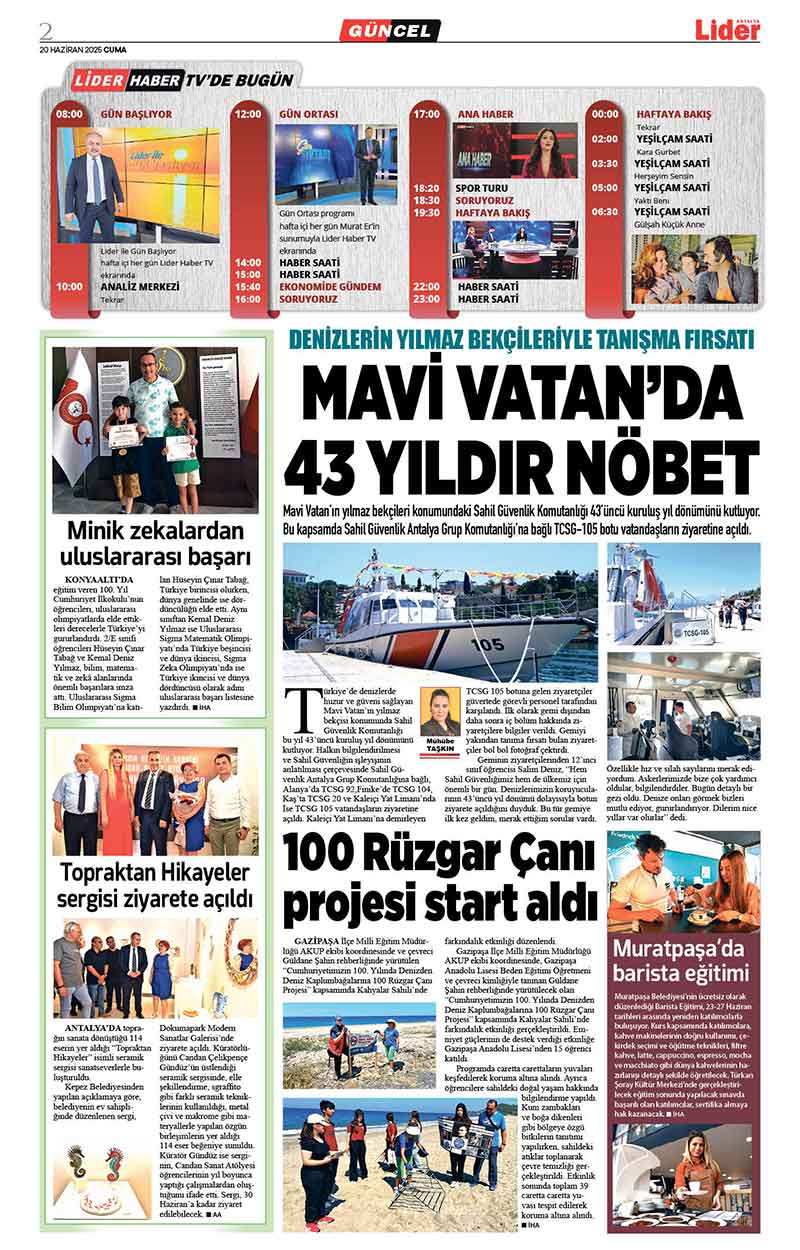 20 H A Z İ R A N 2025 L İ D E R G A Z E T E A N T A L Y A 2