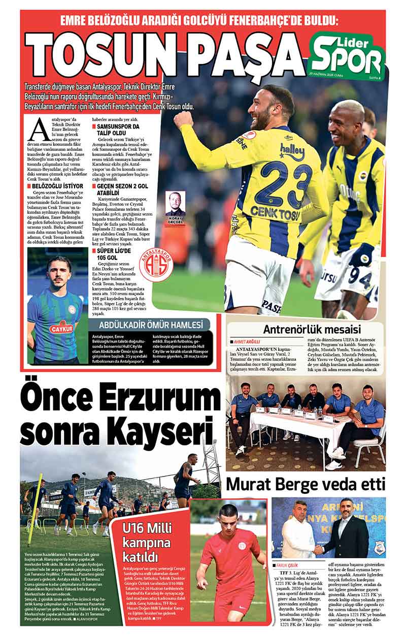 20 H A Z İ R A N 2025 L İ D E R G A Z E T E A N T A L Y A 8