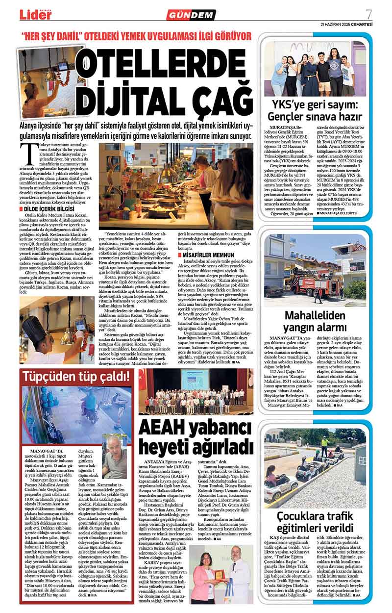 21 H A Z İ R A N 2025 L İ D E R G A Z E T E A N T A L Y A 7