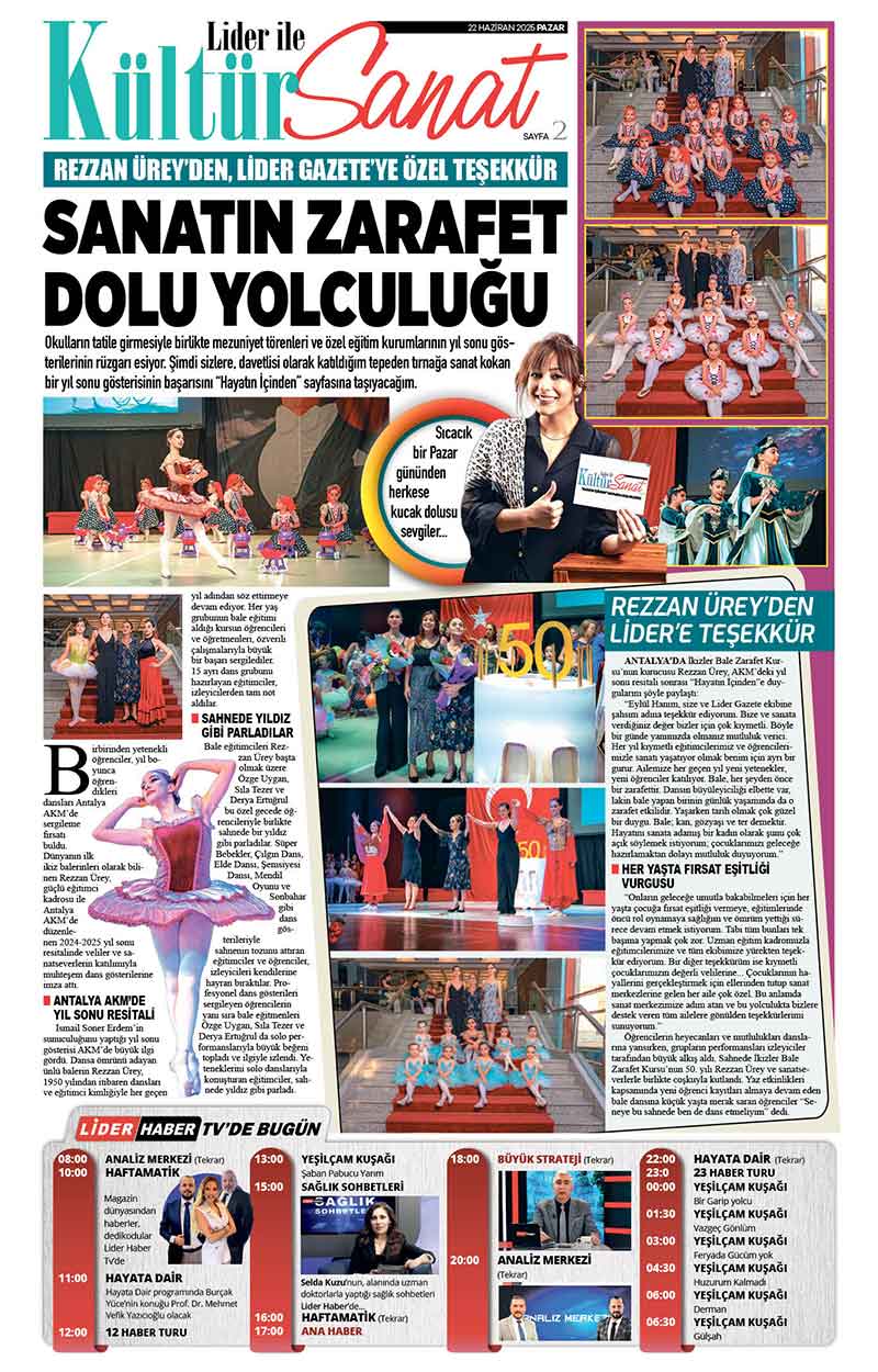 22 H A Z İ R A N 2025 L İ D E R G A Z E T E A N T A L Y A 2
