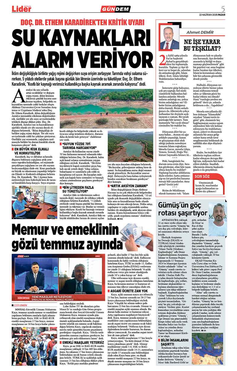 22 H A Z İ R A N 2025 L İ D E R G A Z E T E A N T A L Y A 5