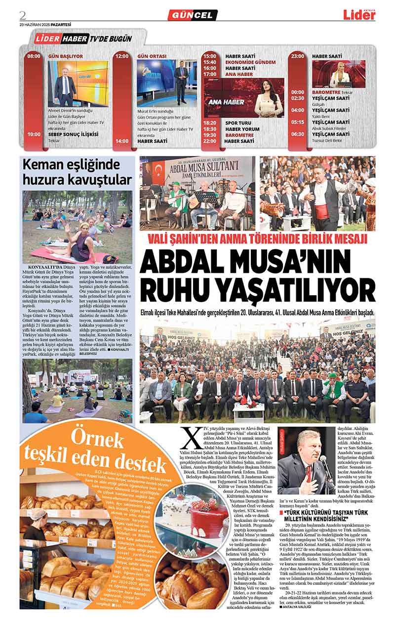 23 H A Z İ R A N 2025 L İ D E R G A Z E T E A N T A L Y A 2