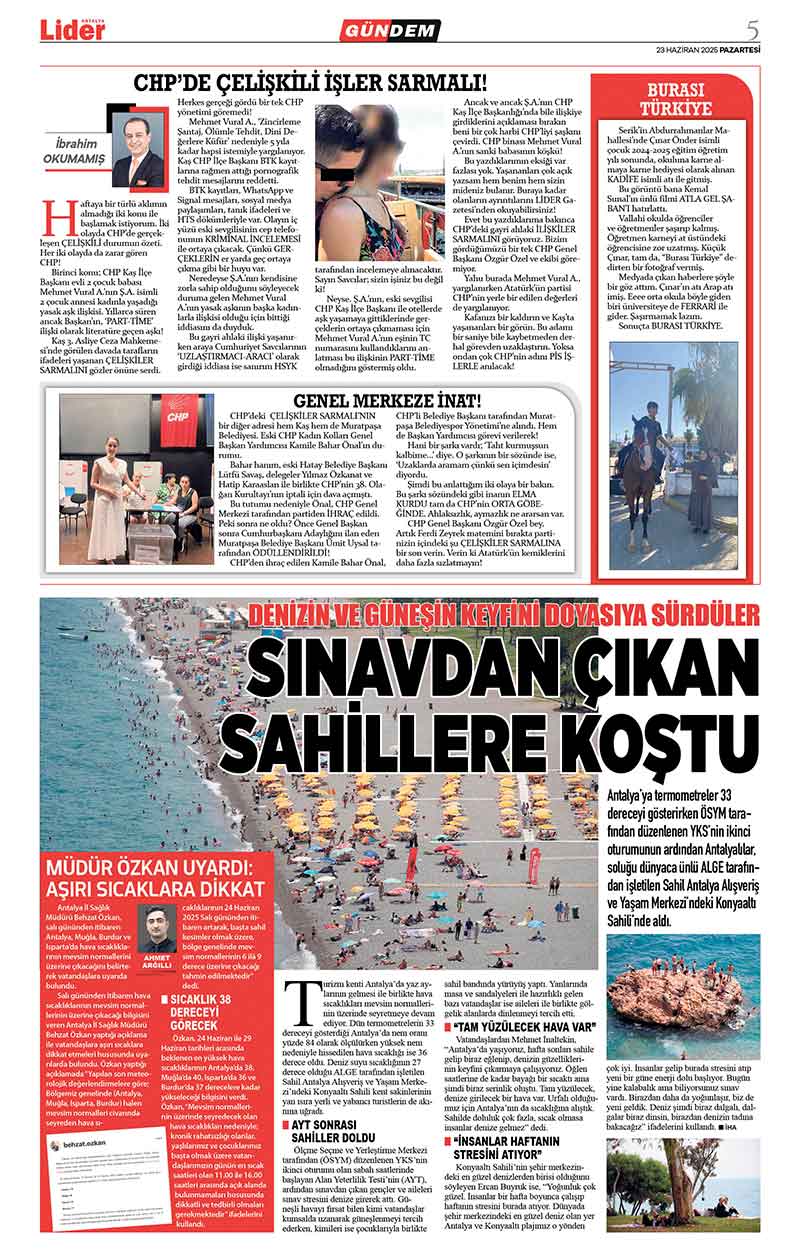 23 H A Z İ R A N 2025 L İ D E R G A Z E T E A N T A L Y A 5